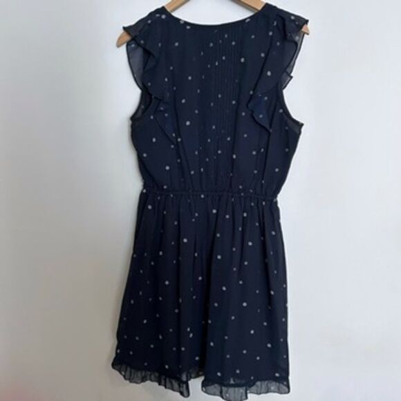 Abercrombie and Fitch Navy Blue Ruffle Dress Size Large - Picture 6 of 6
